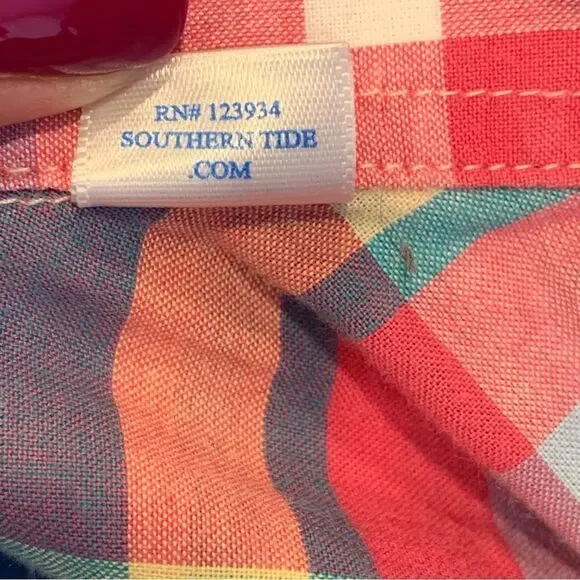 Southern Tide Colorful Plaid Button Down Shirt Size Small - Picture 8 of 10